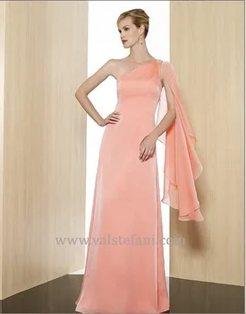 безплатна доставка 2016 ново записване за жени vestidos de fiesta formales едно рамо дълга рокля розов елегантни вечерни рокли